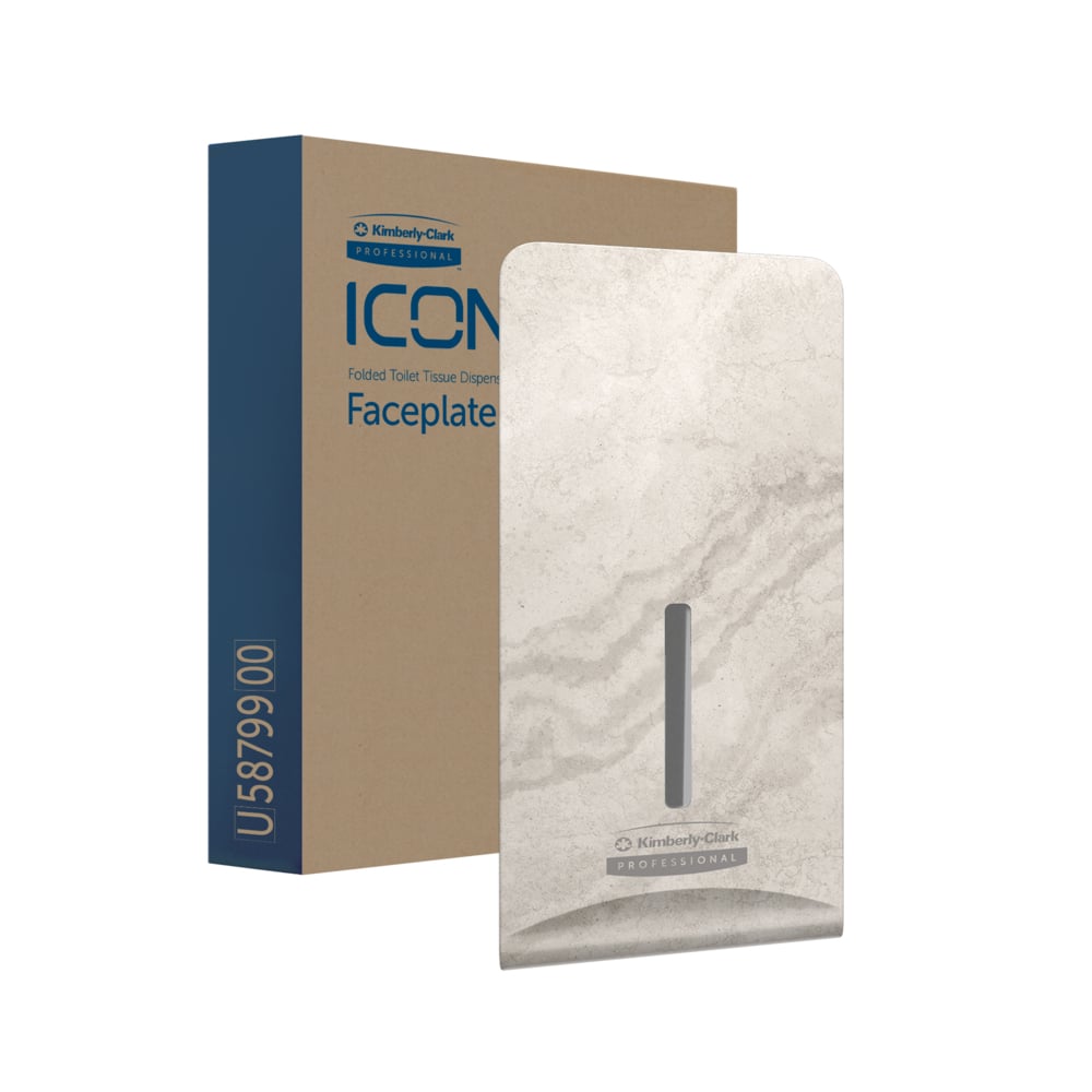 Kimberly-Clark Professional™ ICON™-Blende (58799) im Design „Warmer Marmor“, für Spender für Einzelblatt-Toilettenpapier; 1 Blende pro Karton - 58799