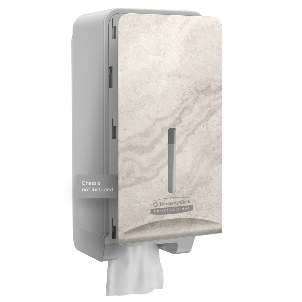Kimberly-Clark Professional™ ICON™-Blende (58799) im Design „Warmer Marmor“, für Spender für Einzelblatt-Toilettenpapier; 1 Blende pro Karton - 58799