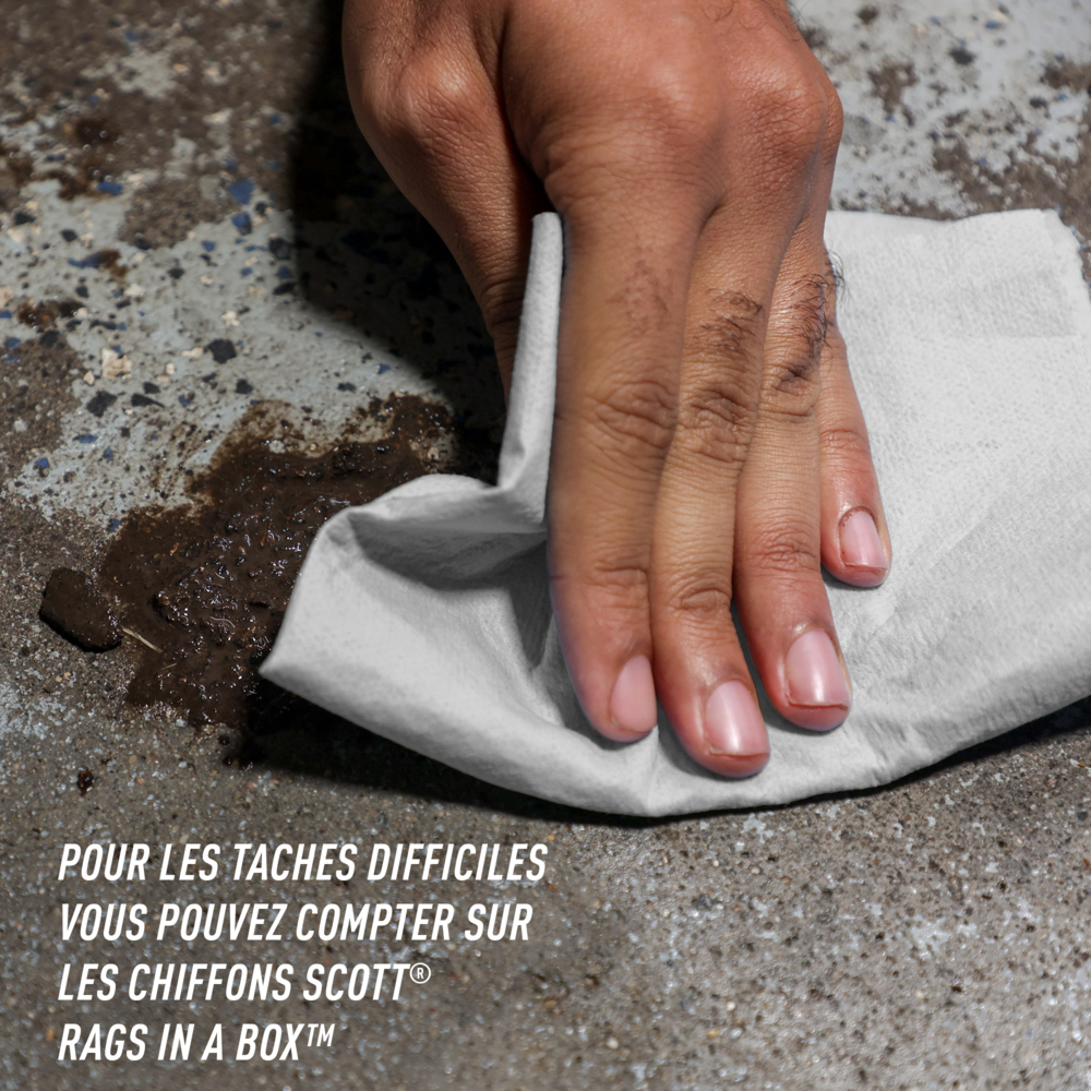 Scott® Rags In A Box™ 75260 - Essuie-mains jetables pour essuyage intensif - 8 boîtes de 200 essuie-mains blancs d'atelier (total de 1 600 essuie-mains) - 75260