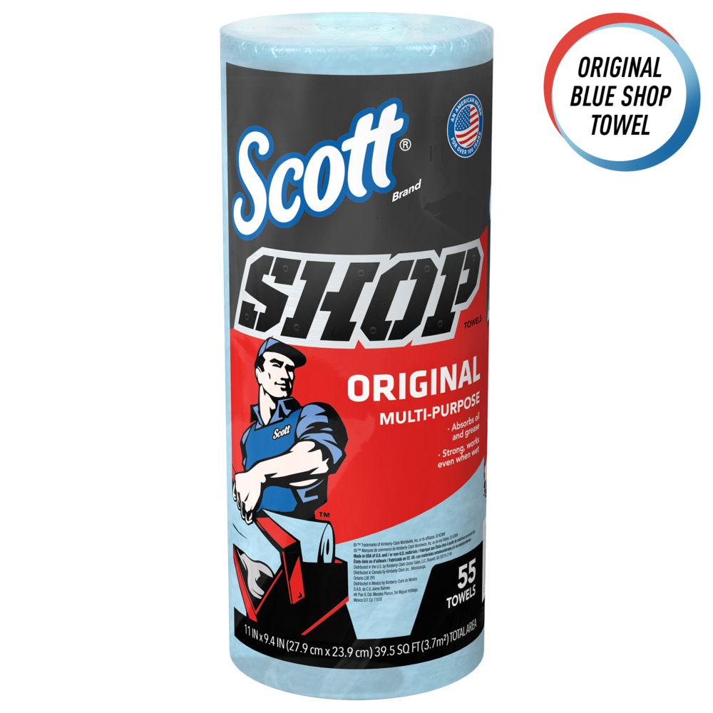 Essuie-mains Scott® Shop Towels Original 75130 - Essuie-mains bleus pour essuyage intensif - 30 paquets de 1 rouleau bleu de 55 essuie-mains jetables (total de 1 650 essuie-mains) - 75130