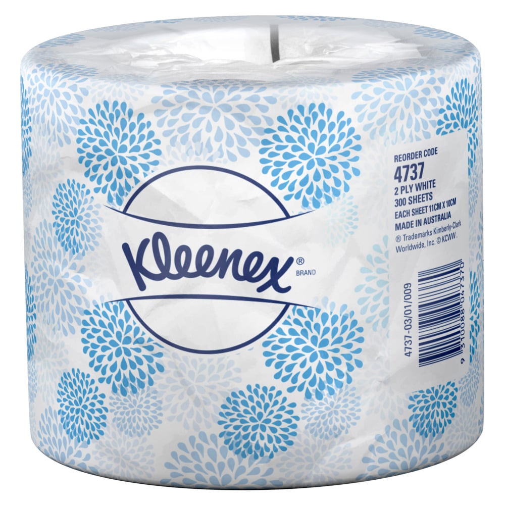 KLEENEX® Executive Toilet Tissue (4737), 2 Ply, 48 Rolls / Case, 300 Sheets / Roll (14,400 Sheets) - S050058891