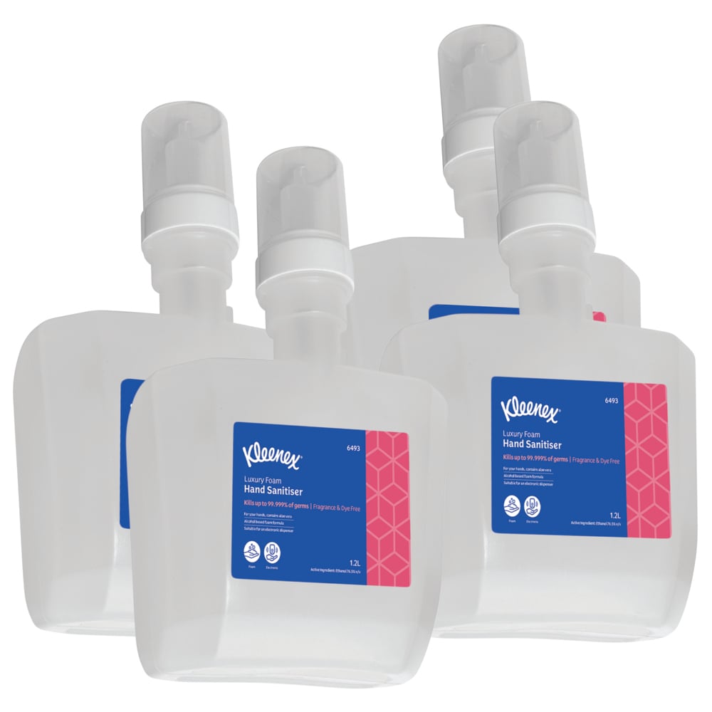 KLEENEX® Alcohol Foam Hand Sanitiser 1.2L (6493), 4 Cartridges / Case, 1.2 Litres / Cartridges (4.8L) - S059628795