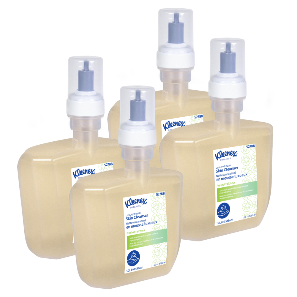 Kleenex® Botanics Luxury Foam Skin Cleanser (52788), Clear, Fresh Scent, 1.2 L, 4 Bottles/Case - S060674345