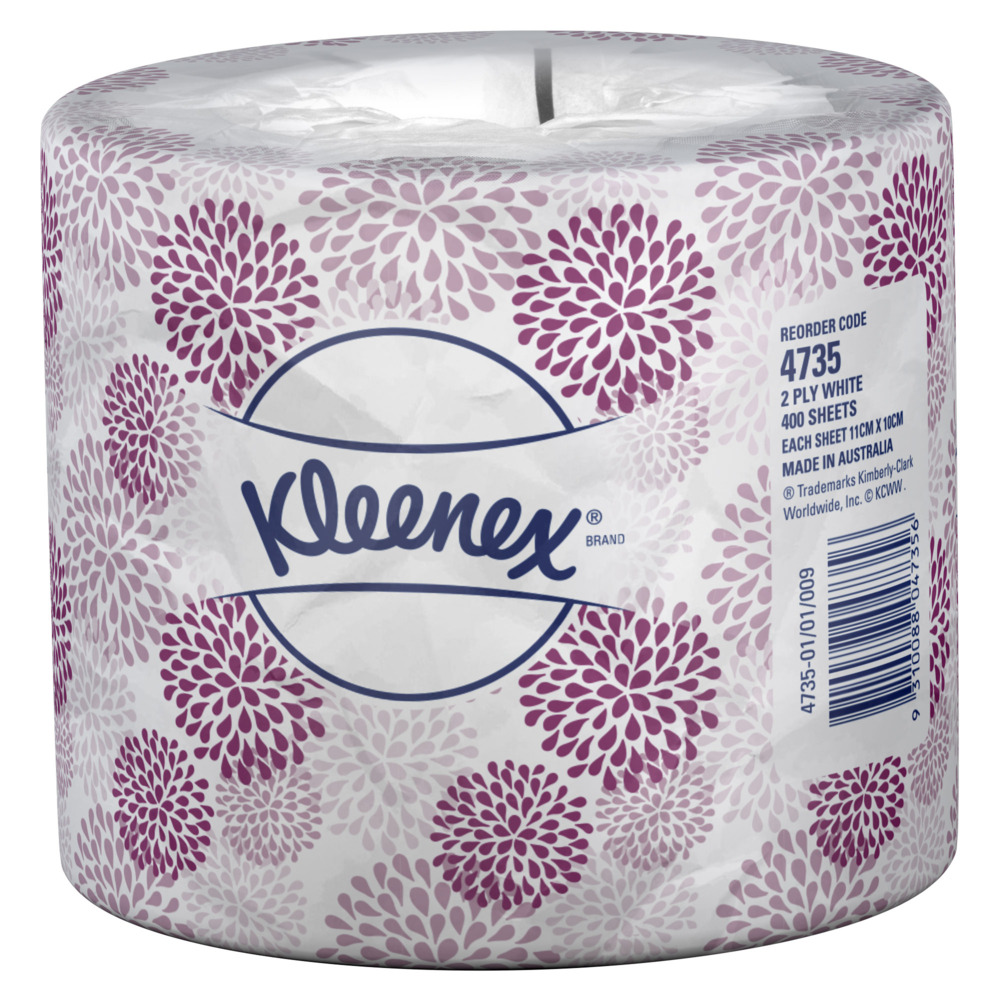 KLEENEX® Toilet Tissue (4735), 2 Ply Toilet Paper, 48 Toilet Rolls / Case, 400 Sheets / Roll (19,200 Sheets)  - S050058890