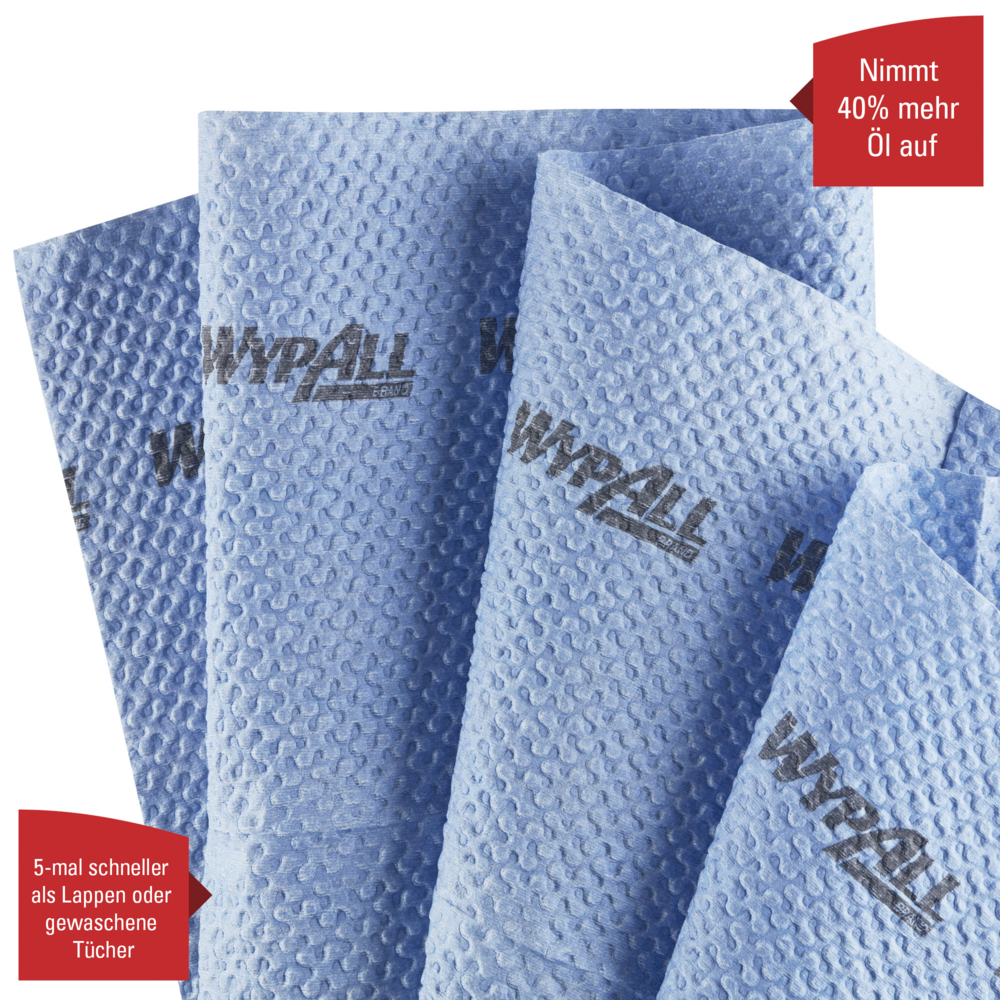 Paños industriales Wypall® ForceMax Power Clean™ 7569 - Paños de limpieza industrial - 1 caja x 480 paños de limpieza azules - 7569