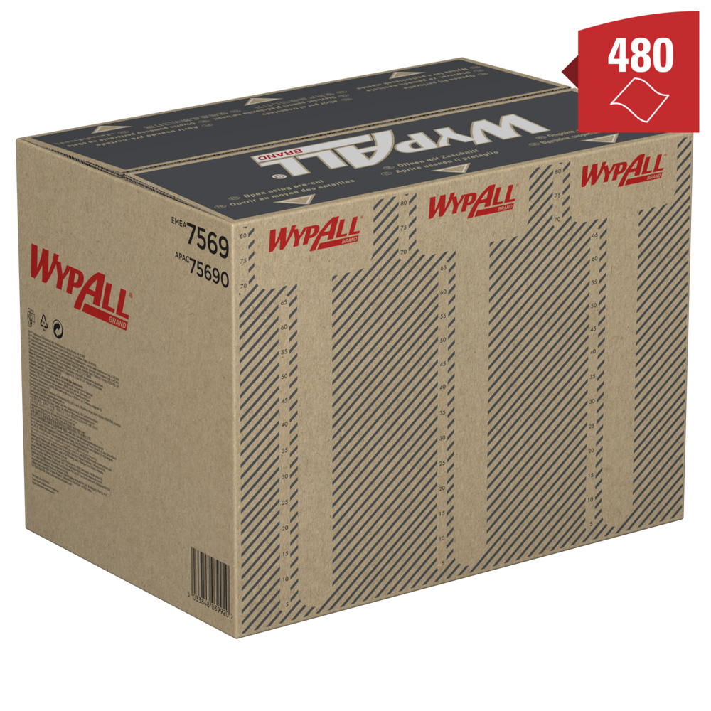 Paños industriales Wypall® ForceMax Power Clean™ 7569 - Paños de limpieza industrial - 1 caja x 480 paños de limpieza azules - 7569