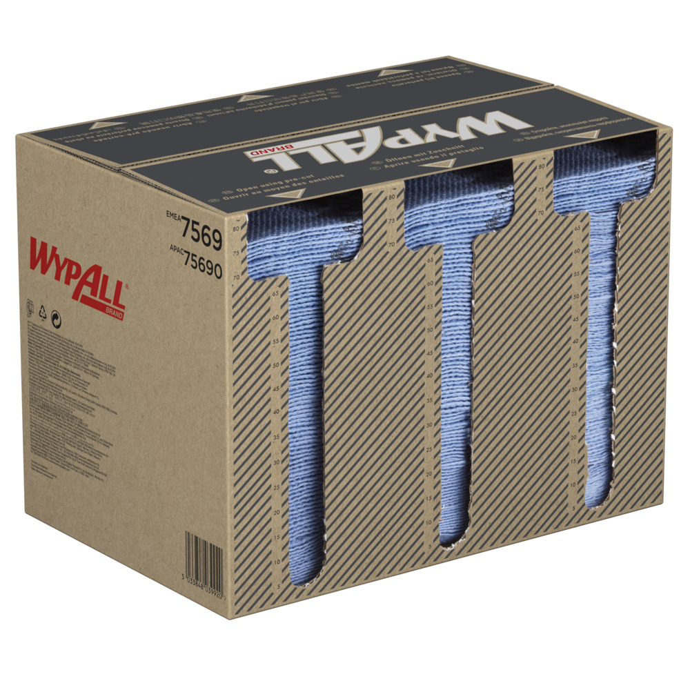Paños industriales Wypall® ForceMax Power Clean™ 7569 - Paños de limpieza industrial - 1 caja x 480 paños de limpieza azules - 7569