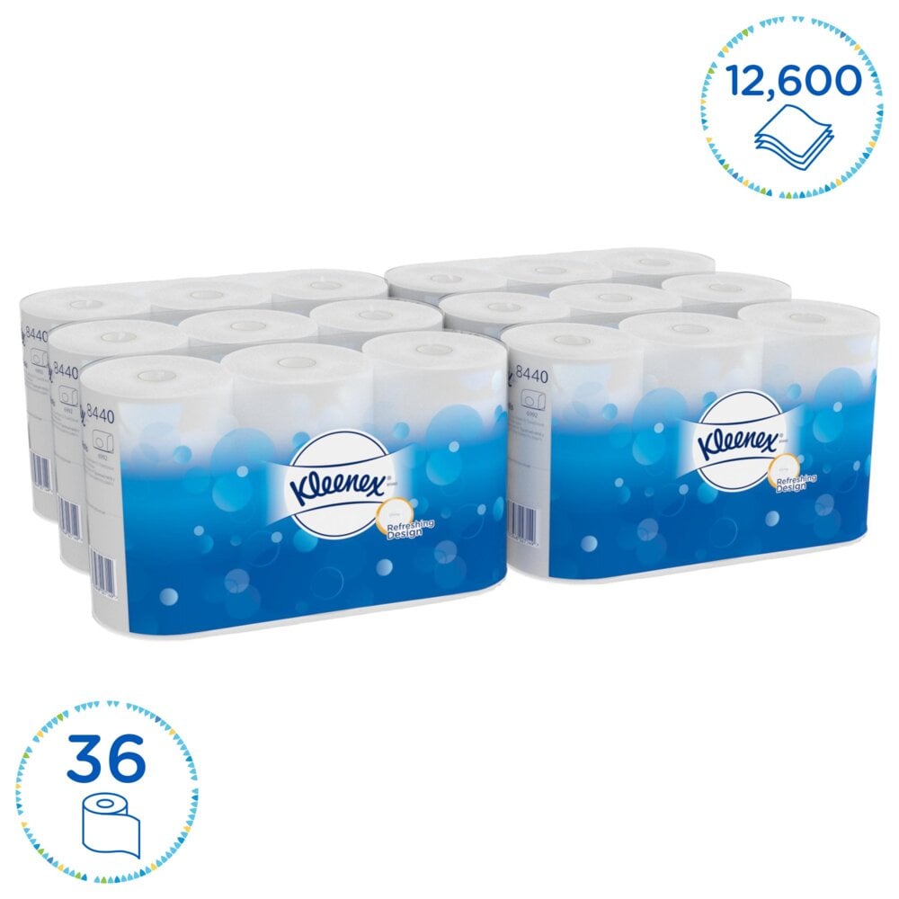 Kleenex® Standard Рулонная туалетная бумага, код 8440, 36 упаковок x 350 листов белой трехслойной бумаги (итого 12 600 шт.) - 8440