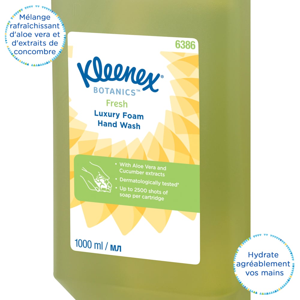 Kleenex® Botanics™ Fresh Luxury Пенное моющее средство для рук, код 6386, зеленый цвет, 6 х 1 л (итого 6 л) - 6386