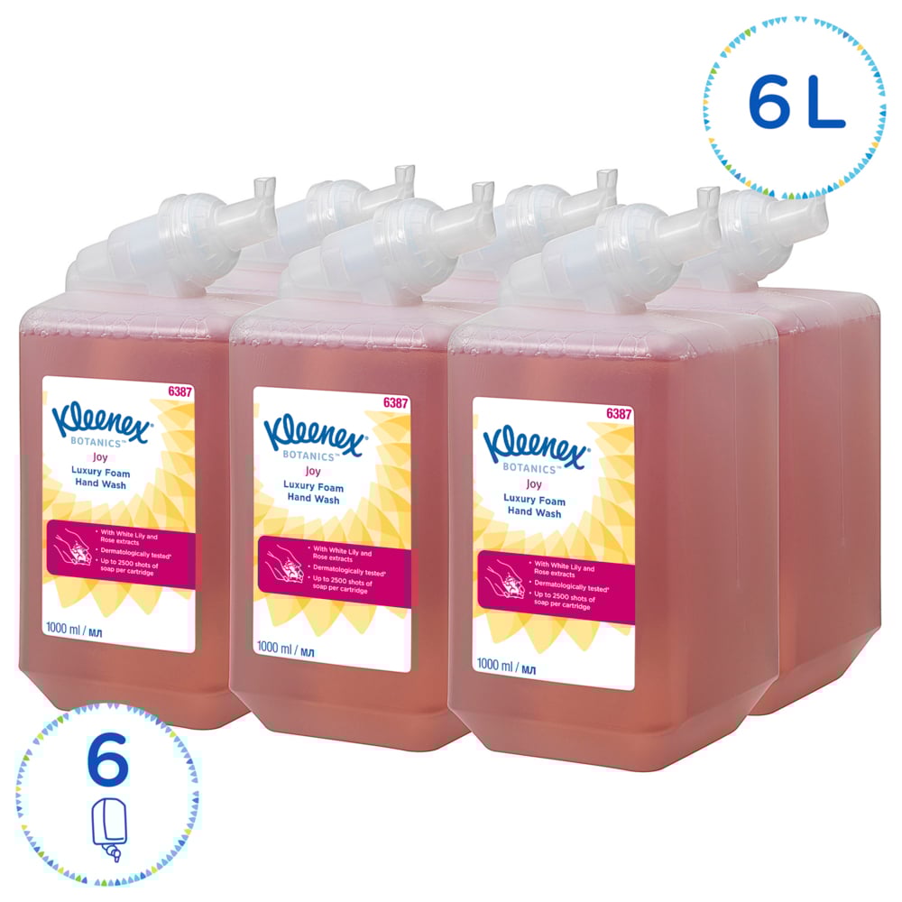 Kleenex® Botanics™ Joy Luxury Пенное моющее средство для рук, код 6387, красный цвет, 6 х 1 л (итого 6 л) - 6387