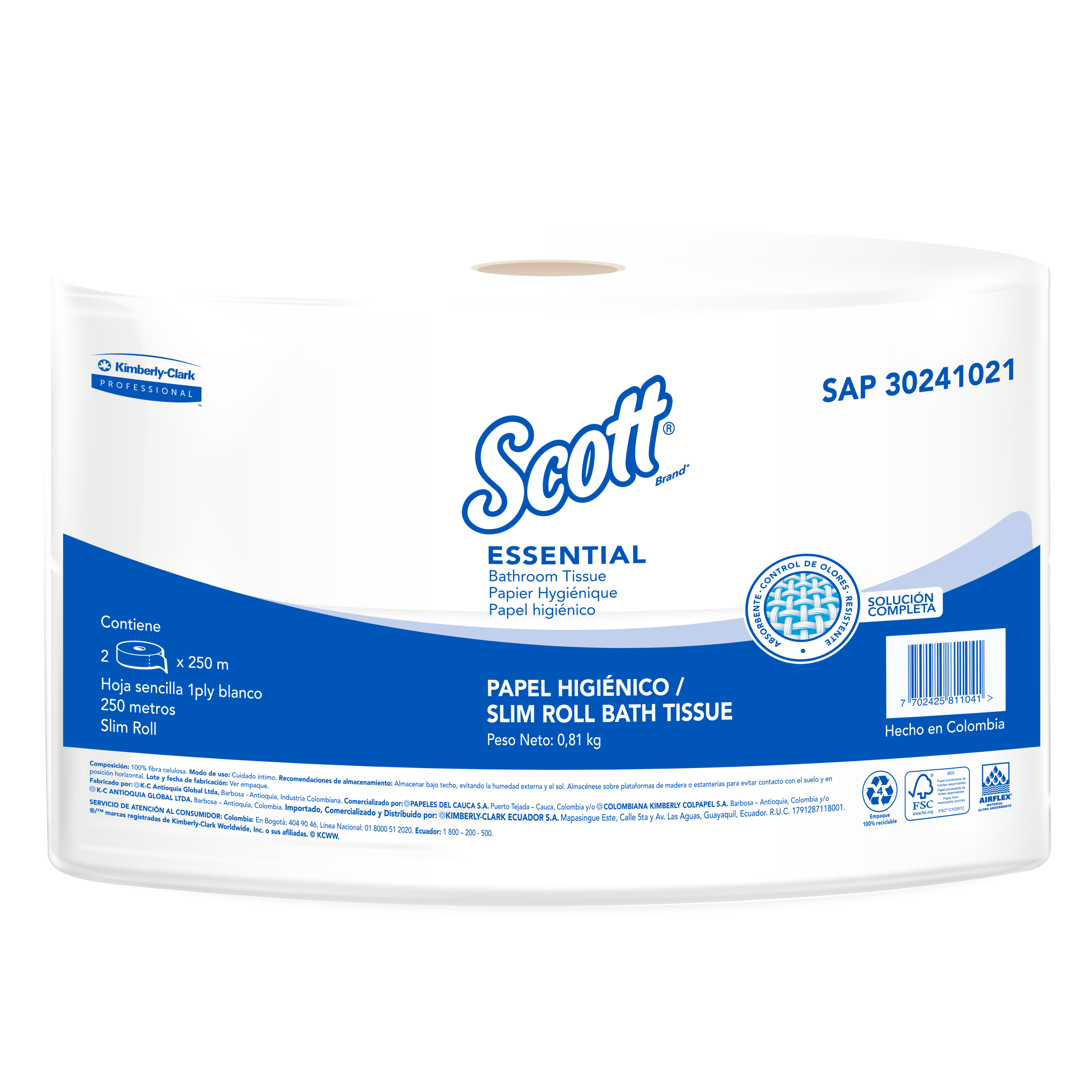 Scott® Essential Papel Higiénico en Rollo 30241021 - 250m/Rollo, 4