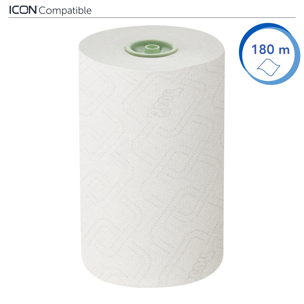 Rouleaux d'essuie-mains Scott® Essential™ Slimroll™ 6639 - rouleaux d'essuie-mains en papier E-Roll - 6 x rouleaux d'essuie-mains en papier blanc de 180 m (1 080 m au total) - 6639