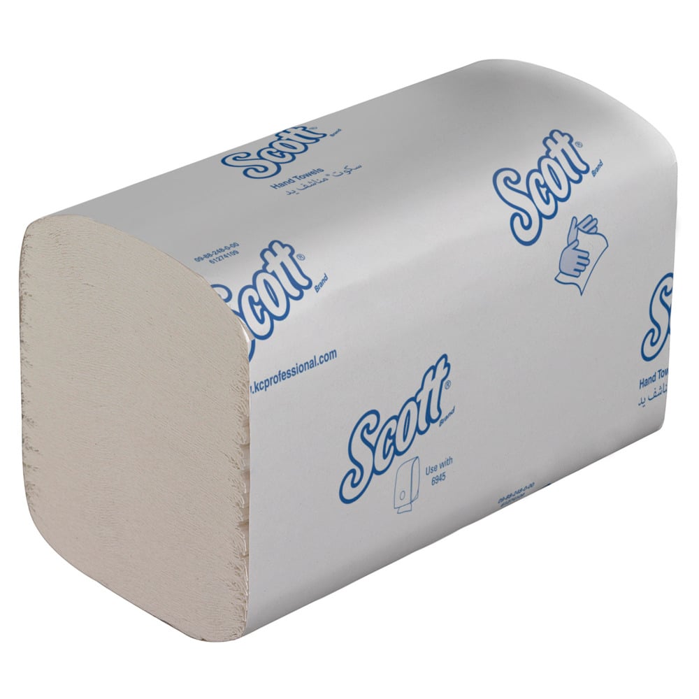 Scott® Essential™ Compact Interfolded Hand Towels 6637 - 15 packs x 340 white, 1 ply sheets, small - 6637