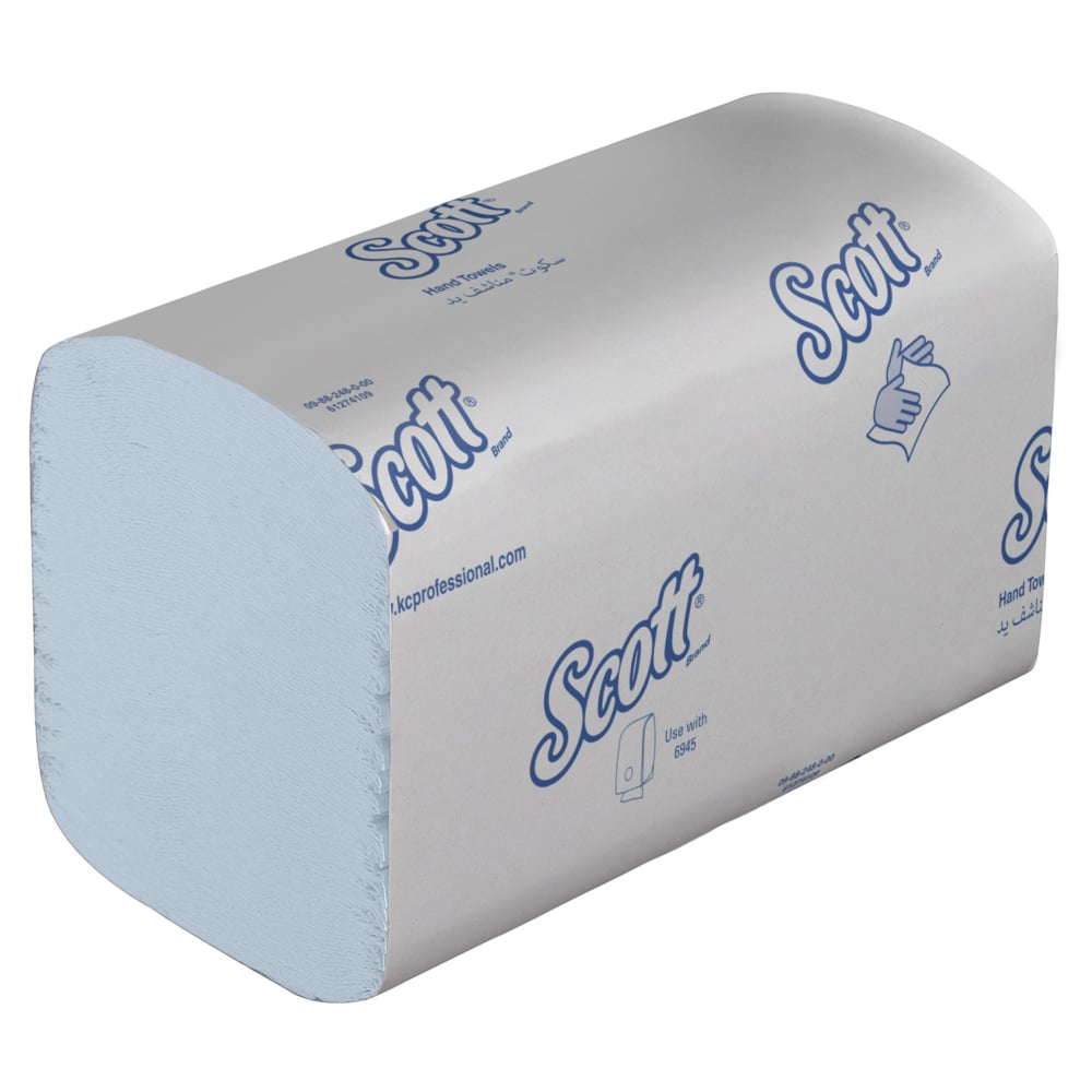 Scott® Control™ ineengevouwen papieren handdoekjes 6682 - blauwe papieren doekjes- 15 pakken x 240 gevouwen handdoeken met V-vouw (3600 stuks in totaal) - 6682