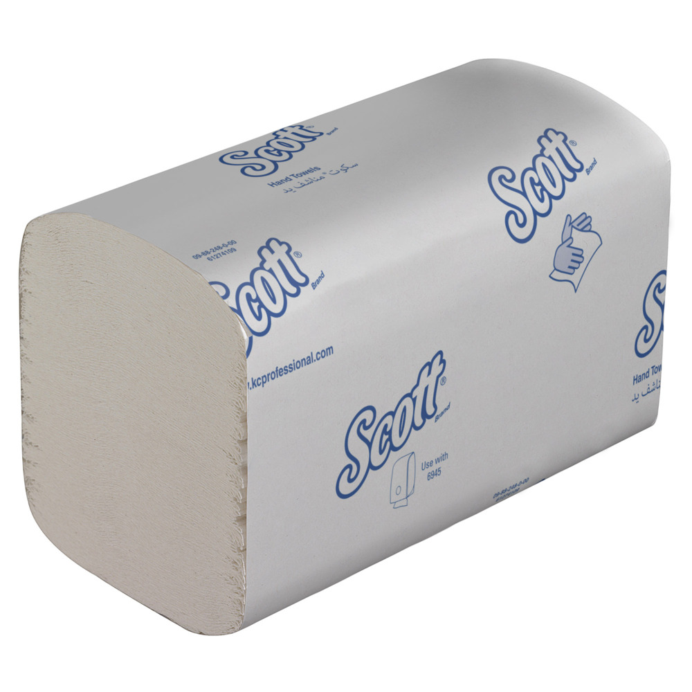 Essuie-mains pliés grand format Scott® Essential™ 6669 - Essuie-mains en papier pliage enchevêtré - 15 paquets x 240 essuie-mains en papier blanc pliés en Z (3 600 au total) - 6669