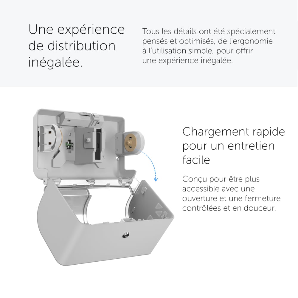 Distributeur de papier toilette standard Kimberly-Clark Professional™ ICON™ horizontal à 2 rouleaux (53655), boîtier gris avec façade Mosaïque Argentée ; 1 distributeur et façade par colis - 53655