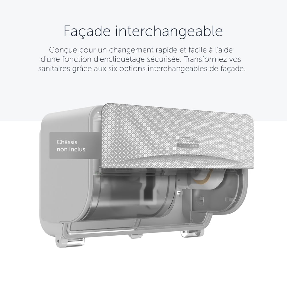 Façade Kimberly-Clark Professional™ ICON™ (58762), Mosaïque Argentée, pour distributeur de papier toilette standard horizontal à 2 rouleaux ; 1 façade par colis - 58762
