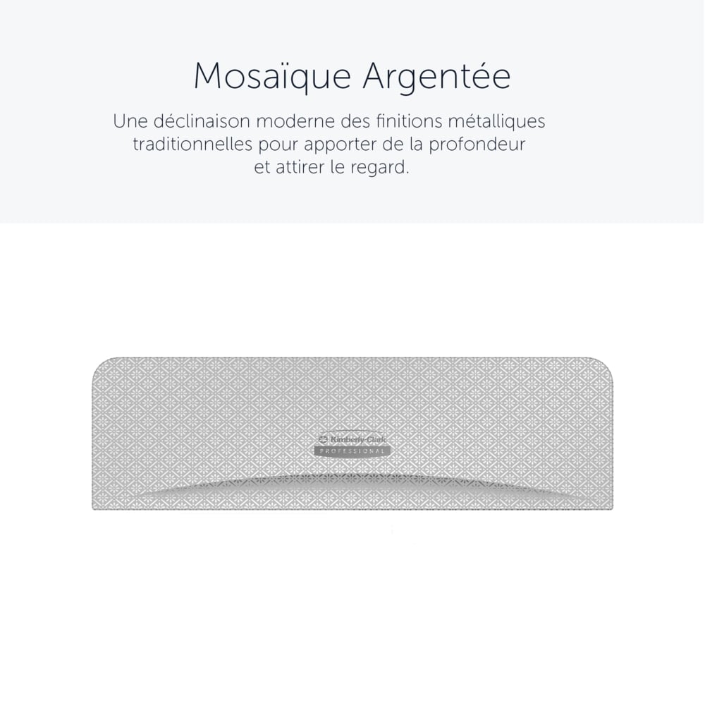 Façade Kimberly-Clark Professional™ ICON™ (58762), Mosaïque Argentée, pour distributeur de papier toilette standard horizontal à 2 rouleaux ; 1 façade par colis - 58762