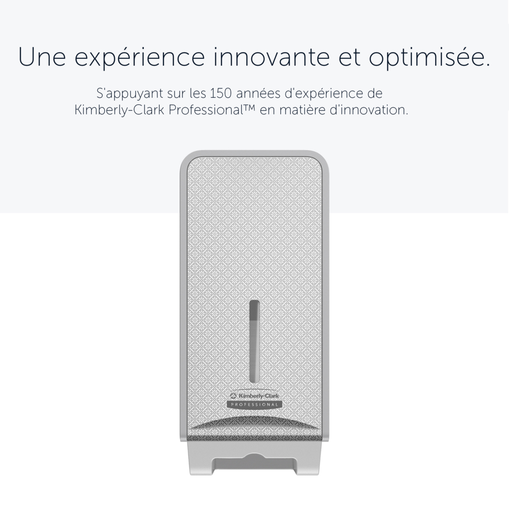 Distributeur de papier toilette plié Kimberly-Clark Professional™ ICON™ (53659), boîtier gris avec façade Mosaïque Argentée ; 1 distributeur et façade par colis - 53659