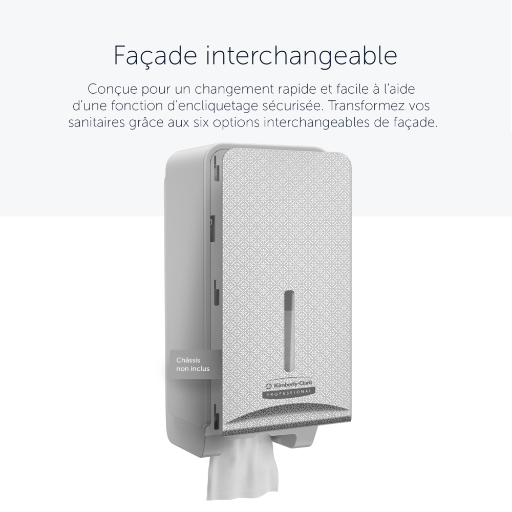 Façade Kimberly-Clark Professional™ ICON™ (58769), Mosaïque Argentée, pour distributeur de papier toilette plié ; 1 façade par colis - 58769