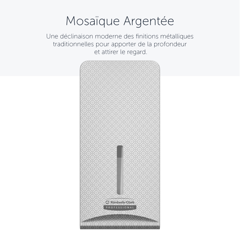 Façade Kimberly-Clark Professional™ ICON™ (58769), Mosaïque Argentée, pour distributeur de papier toilette plié ; 1 façade par colis - 58769