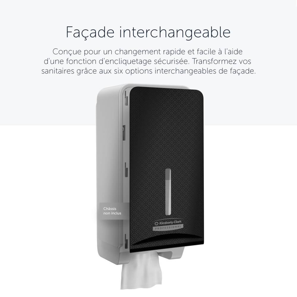 Façade Kimberly-Clark Professional™ ICON™ (58789), Mosaïque Noire, pour distributeur de papier toilette plié ; 1 façade par colis - 58789