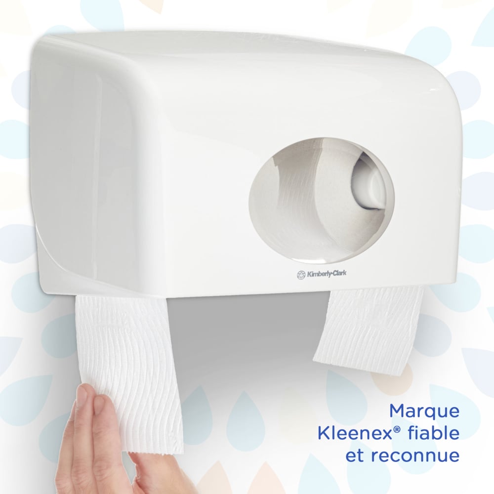 Rouleaux de papier toilette Kleenex® 8459 - 3 plis - 8 paquets de 9 rouleaux x 195 feuilles blanches (72 rouleaux/14 040 feuilles au total) - 8459