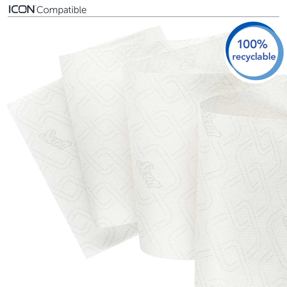 Rouleaux d'essuie-mains Scott® Essential™ Slimroll™ 6639 - rouleaux d'essuie-mains en papier E-Roll - 6 x rouleaux d'essuie-mains en papier blanc de 180 m (1 080 m au total) - 6639