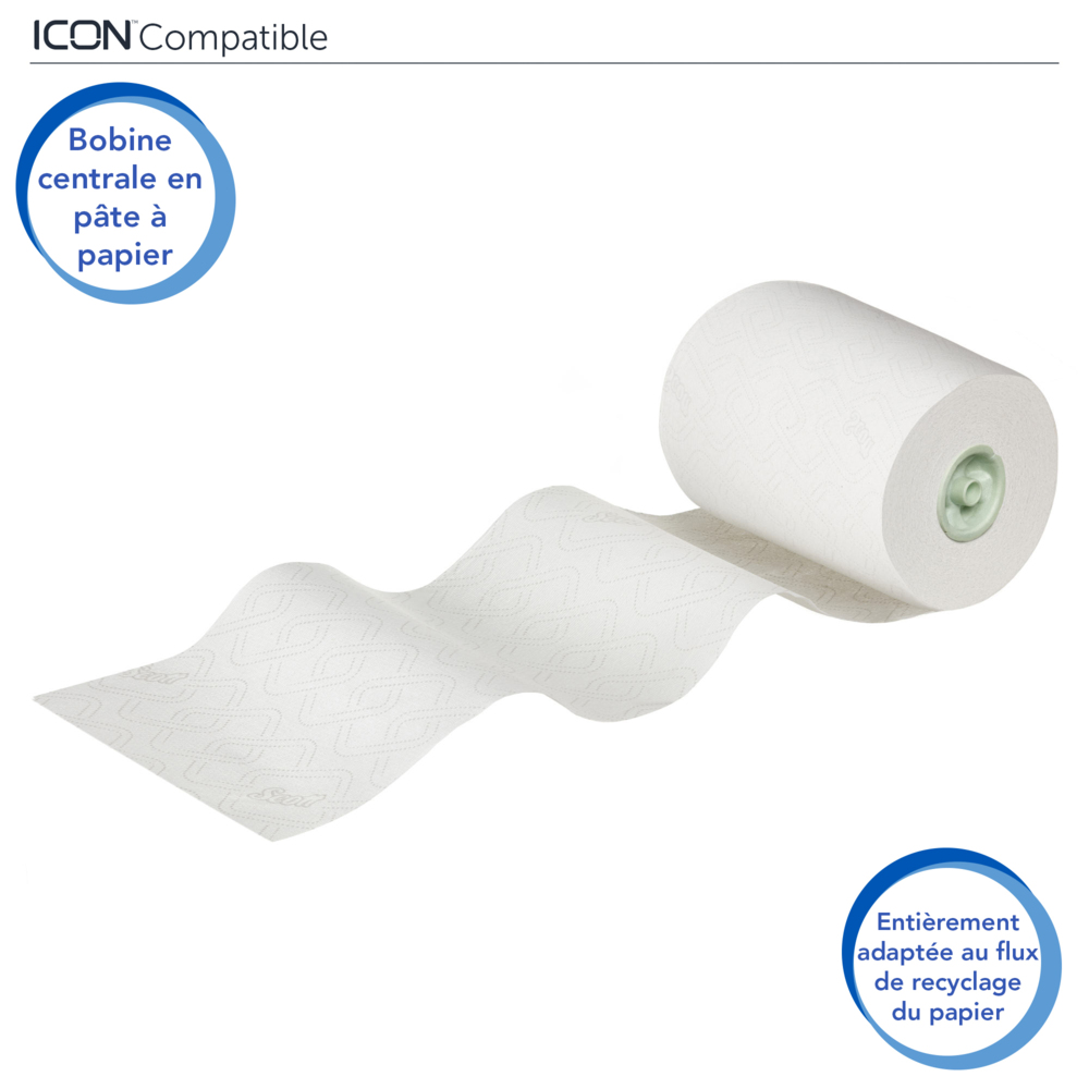 Rouleaux d'essuie-mains Scott® Essential™ Slimroll™ 6639 - rouleaux d'essuie-mains en papier E-Roll - 6 x rouleaux d'essuie-mains en papier blanc de 180 m (1 080 m au total) - 6639
