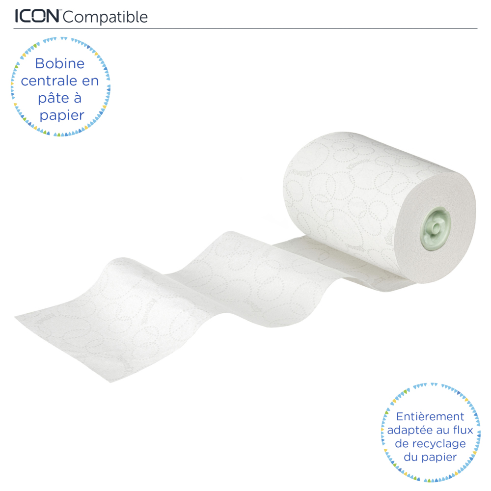 Rouleaux d'essuie-mains Kleenex® Ultra™ Slimroll™ 6783 - rouleaux d'essuie-mains en papier 2 plis E-Roll - 6 x rouleaux de 110 m d'essuie-mains en papier blanc (660 m au total) - 6783