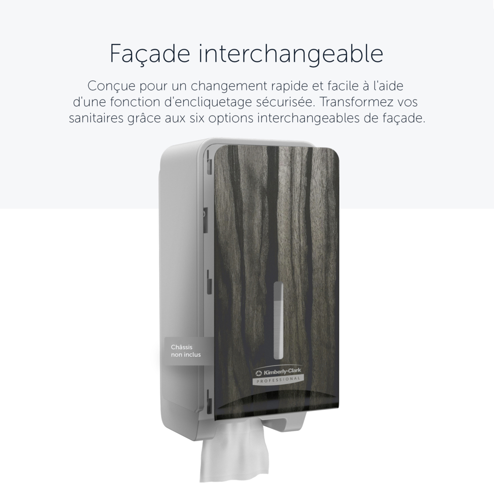 Façade Kimberly-Clark Professional™ ICON™ (58839), Bois d'Ébène, pour distributeur de papier toilette plié ; 1 façade par colis - 58839