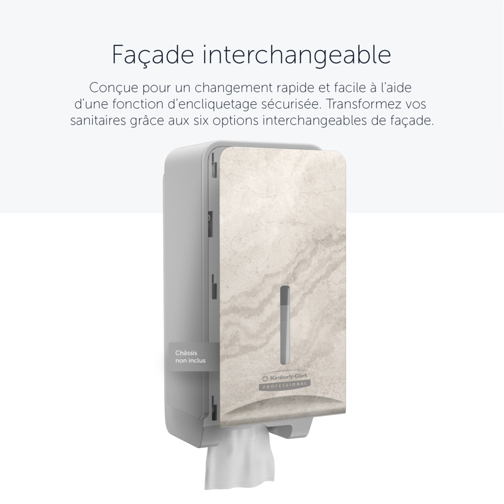 Façade Kimberly-Clark Professional™ ICON™ (58799), Marbre Chaud, pour distributeur de papier toilette plié ; 1 façade par colis - 58799