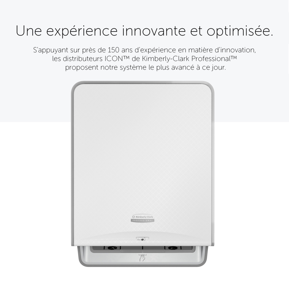 Distributeur électronique d'essuie-mains Kimberly-Clark Professional™ ICON™ (53940), boîtier blanc avec façade Mosaïque Blanche ; 1 distributeur et façade par colis - 53940