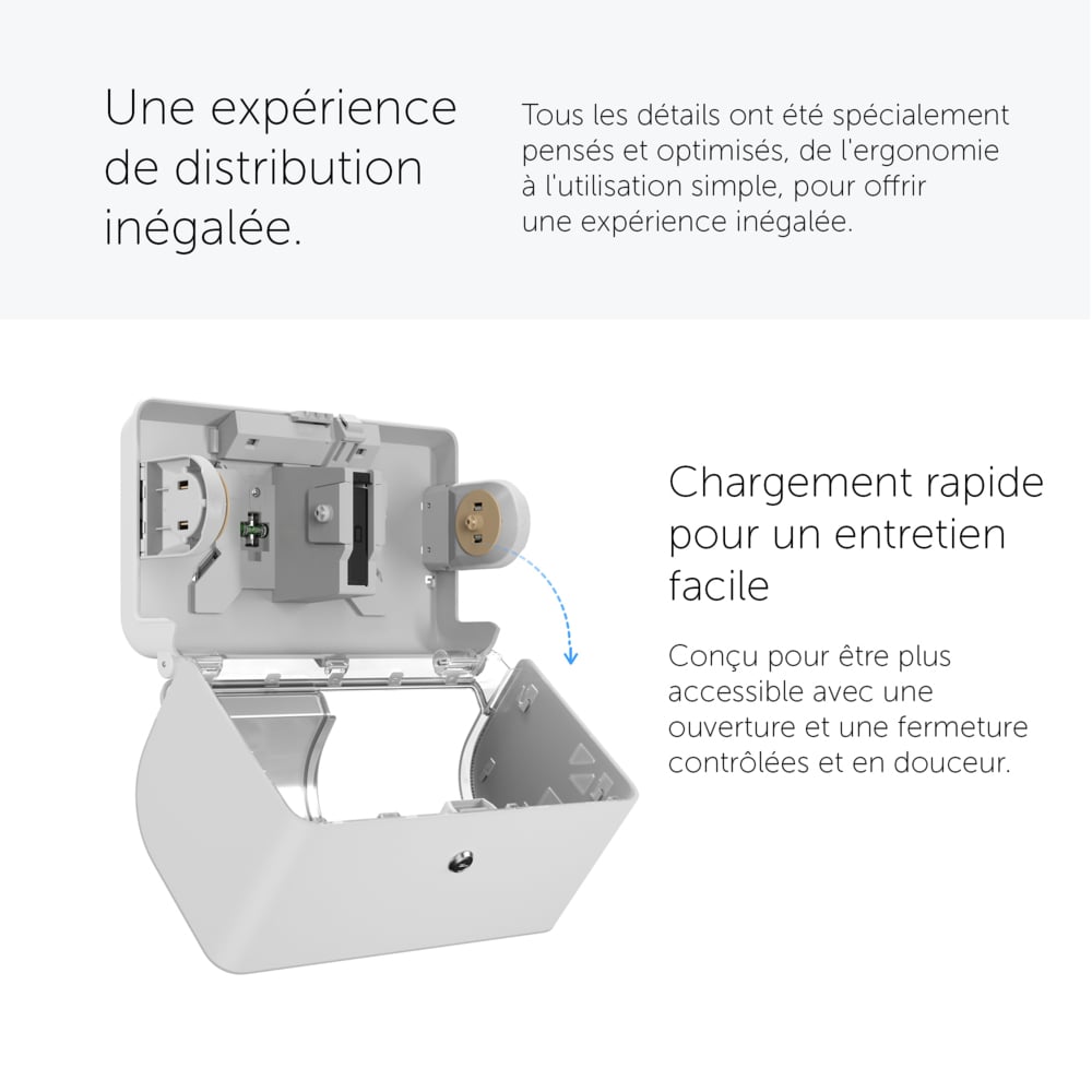 Distributeur de papier toilette standard Kimberly-Clark Professional™ ICON™ horizontal à 2 rouleaux (53945), boîtier blanc avec façade Mosaïque Blanche ; 1 distributeur et façade par colis - 53945