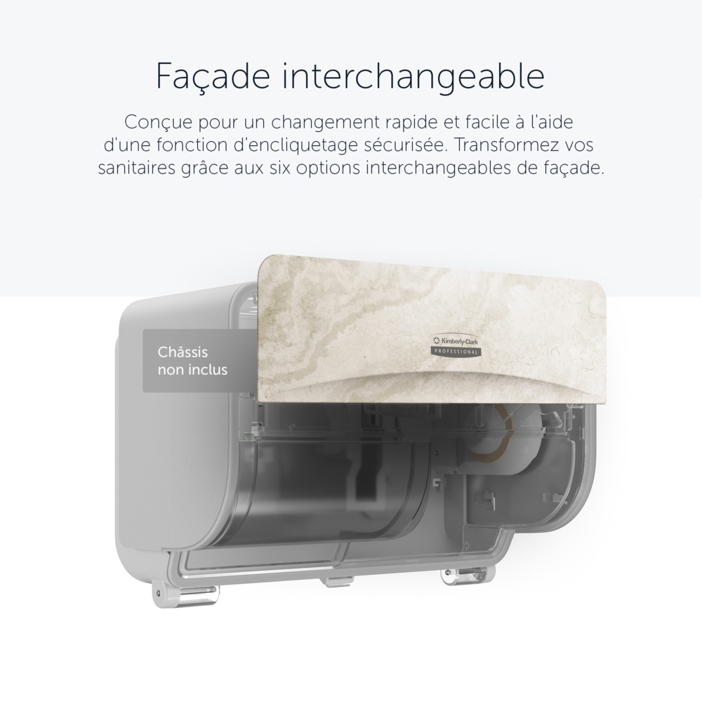 Façade Kimberly-Clark Professional™ ICON™ (58792), Marbre Chaud, pour distributeur de papier toilette standard horizontal à 2 rouleaux ; 1 façade par colis - 58792