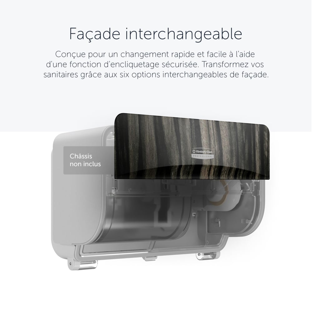 Façade Kimberly-Clark Professional™ ICON™ (58832), Bois d'Ébène, pour distributeur de papier toilette standard horizontal à 2 rouleaux ; 1 façade par colis - 58832