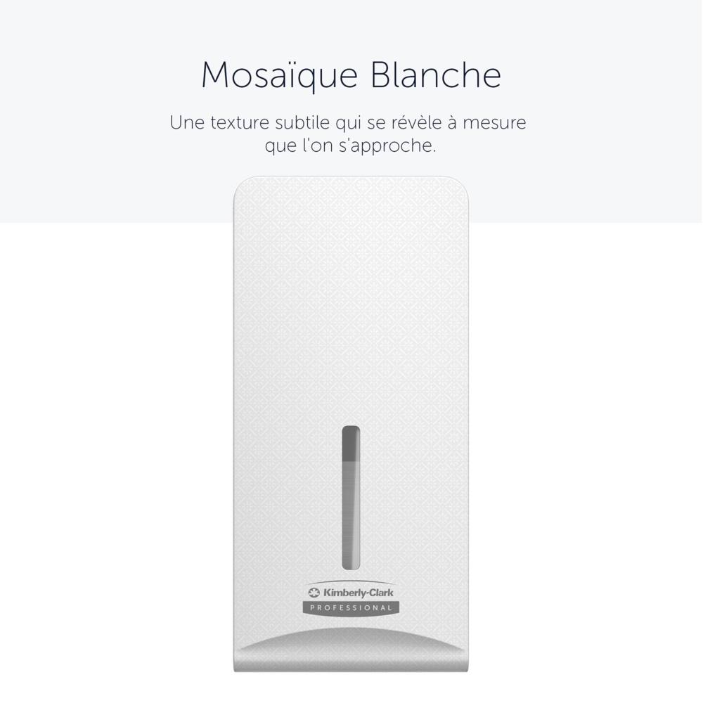 façade Kimberly-Clark Professional™ ICON™ (58779), Mosaïque Blanche, pour distributeur de papier toilette plié ; 1 façade par colis - 58779