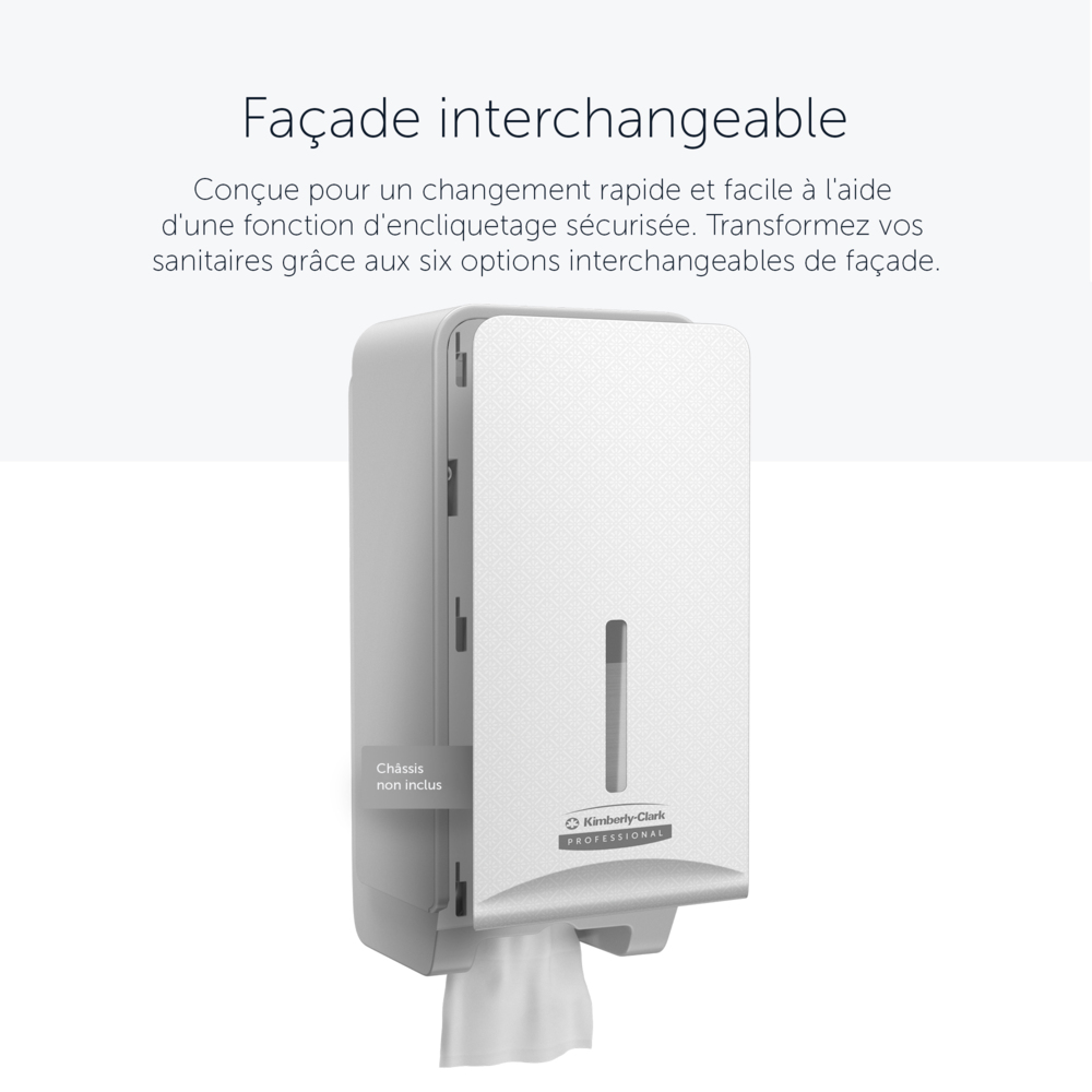 façade Kimberly-Clark Professional™ ICON™ (58779), Mosaïque Blanche, pour distributeur de papier toilette plié ; 1 façade par colis - 58779