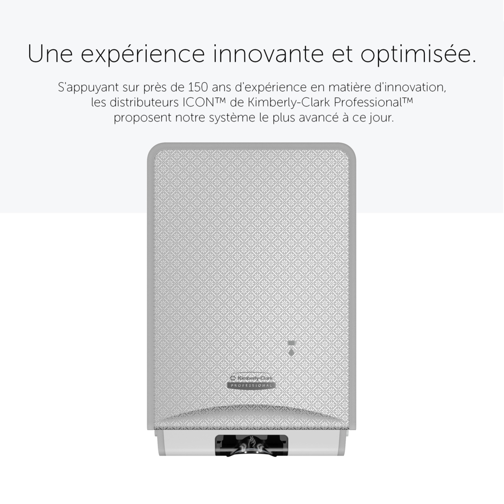 Distributeur électronique de savon et de désinfectant Kimberly-Clark Professional™ ICON™ (53694), boîter gris avec façade Mosaïque Argentée ; 1 distributeur et façade par colis - 53694
