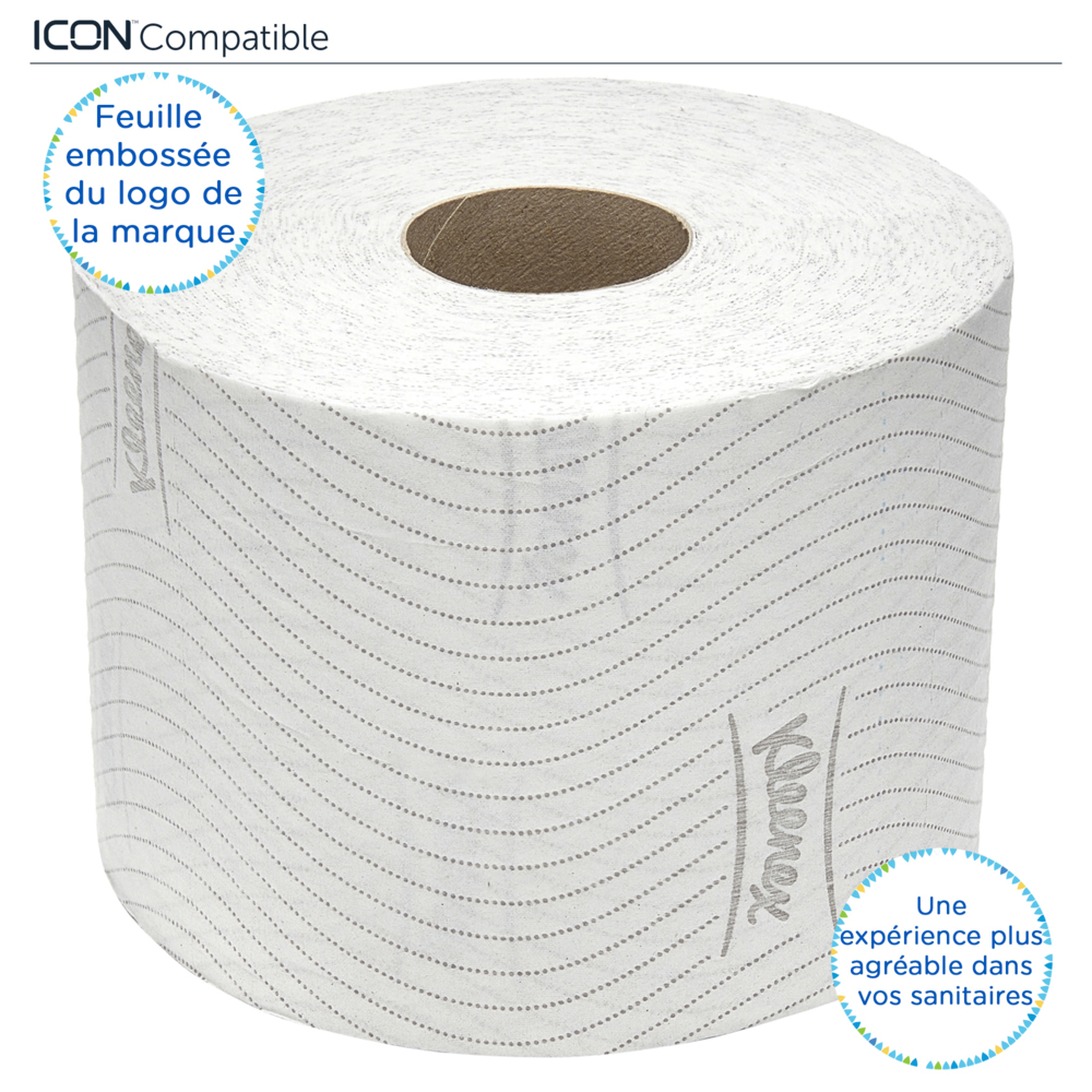 Kleenex® Essential™ Papel higiénico en rollo estándar 8441, 36 rollos x 600 hojas blancas de 2 capas (21600 hojas) - 8441