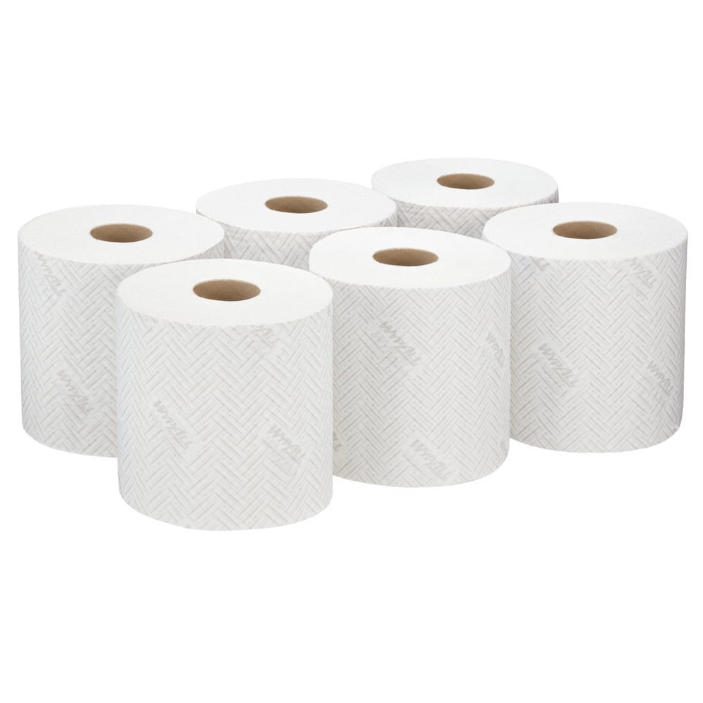 Essuyeur en papier WypAll® L20 General Clean™ pour le nettoyage et l'entretien 7261 - Bobines à dévidage central 2 épaisseurs - 6 bobines blanches x 550 essuyeurs en papier (3 300 au total) - 7261