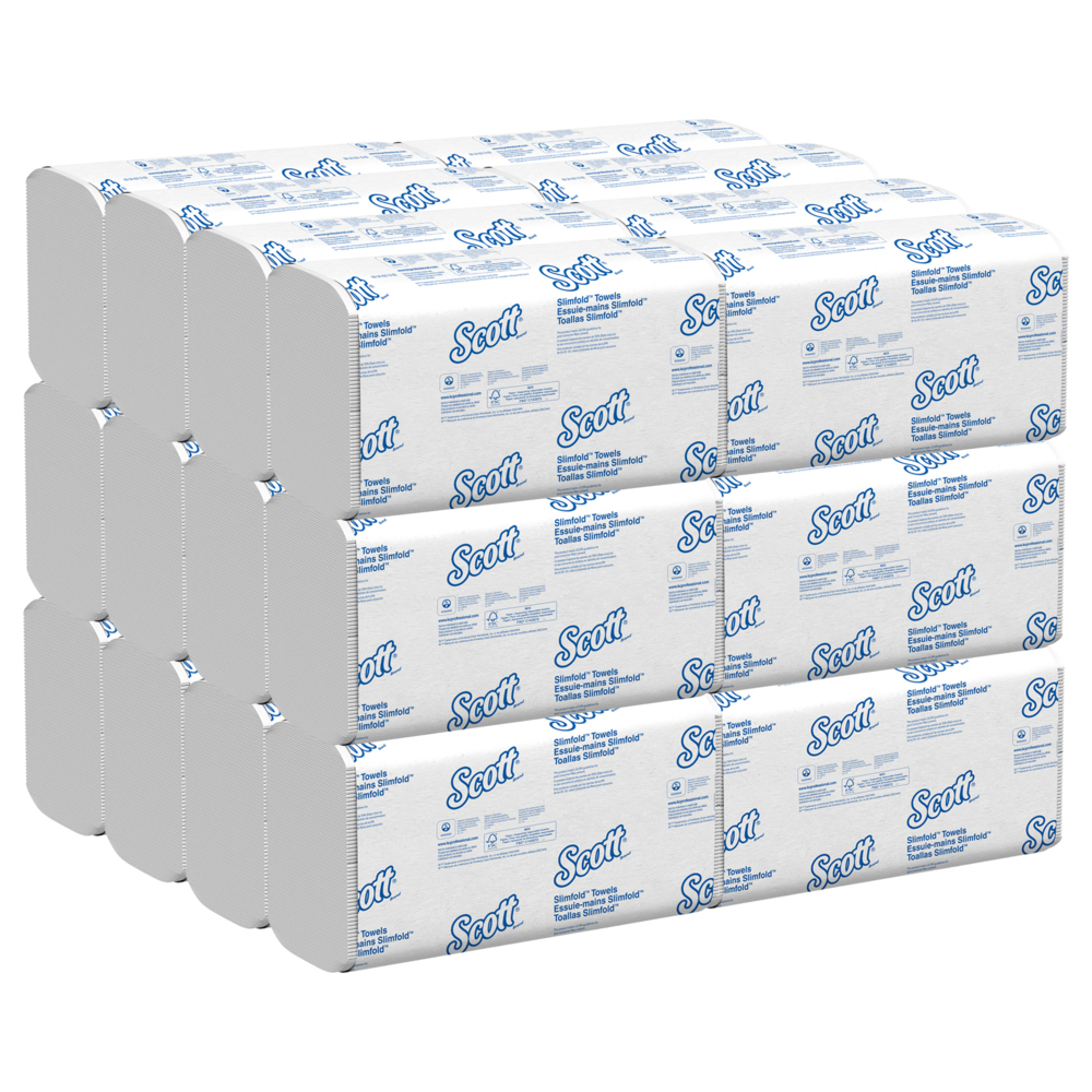 Scott® Pro™ Slimfold™ Paper Towels (04442), with Fast-Drying Absorbency Pockets™, for compatible Kimberly-Clark Professional™ Dispensers, White, (24 Packs/Case, 90 Sheets/Pack, 2,160 Sheets/Case) - 04442
