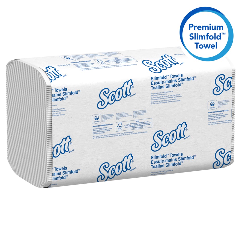 Scott® Pro™ Slimfold™ Paper Towels (04442), with Fast-Drying Absorbency Pockets™, for compatible Kimberly-Clark Professional™ Dispensers, White, (24 Packs/Case, 90 Sheets/Pack, 2,160 Sheets/Case) - 04442