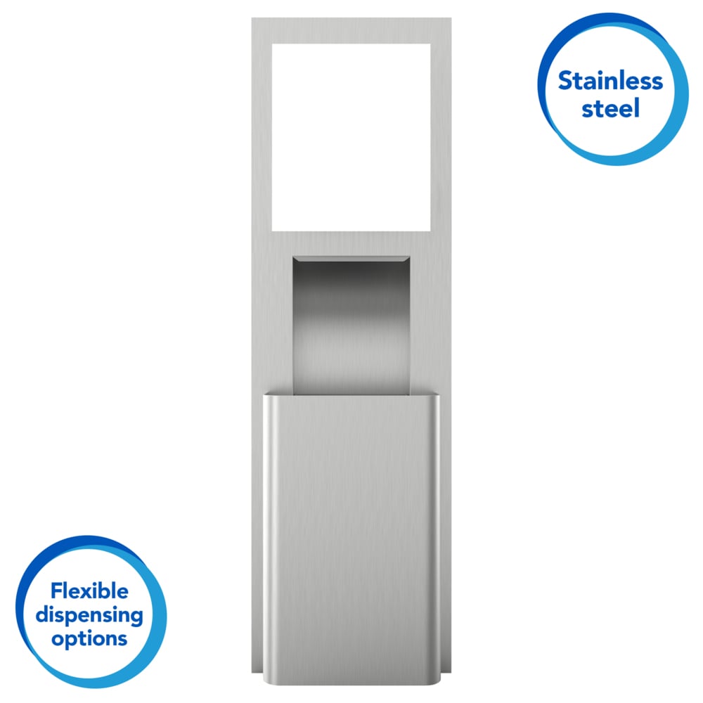 Kimberly-Clark Professional™ Wall Unit with Trash Receptacle (35370), Stainless Steel, 11.5" x 54.5" x 4.0" (Qty 1) - 35370