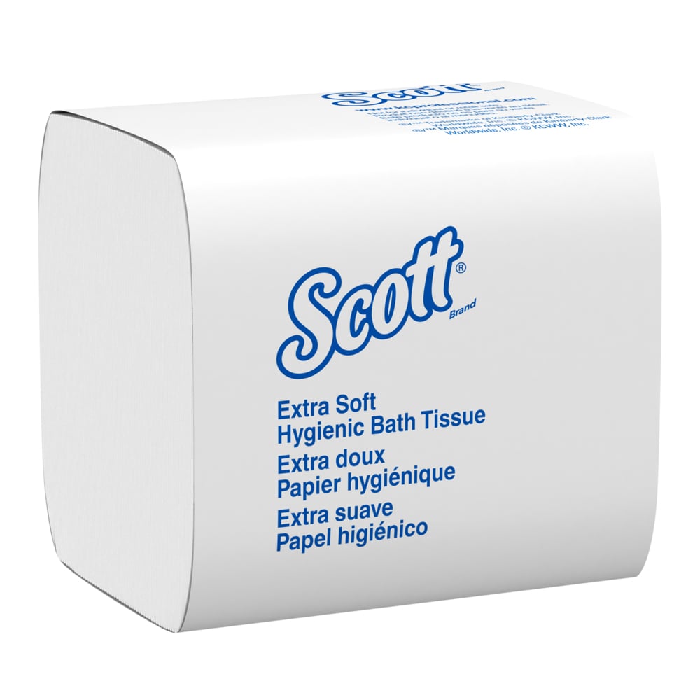 Papier hygiénique en feuille grande capacité Scott® (48280), 2 épaisseurs, blanc, distribution simple, (250 feuilles/paquet, 36 paquets/caisse, 9 000 feuilles/caisse) - 48280