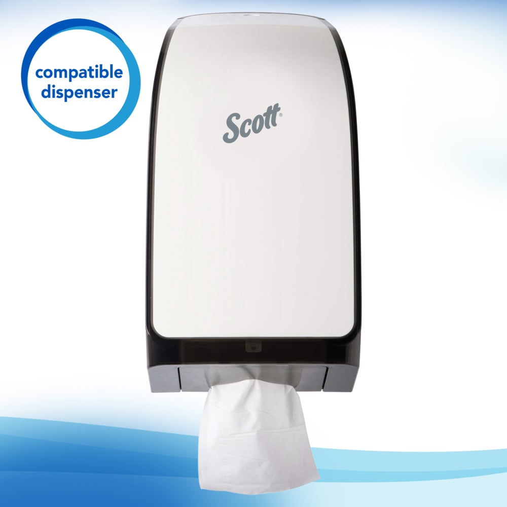 Scott® Hygienic High-Capacity Folded Tissue (48280), 2-Ply, White, Single Pull, (250 Sheets/Pack, 36 Packs/Case, 9000 Sheets/Case) - 48280