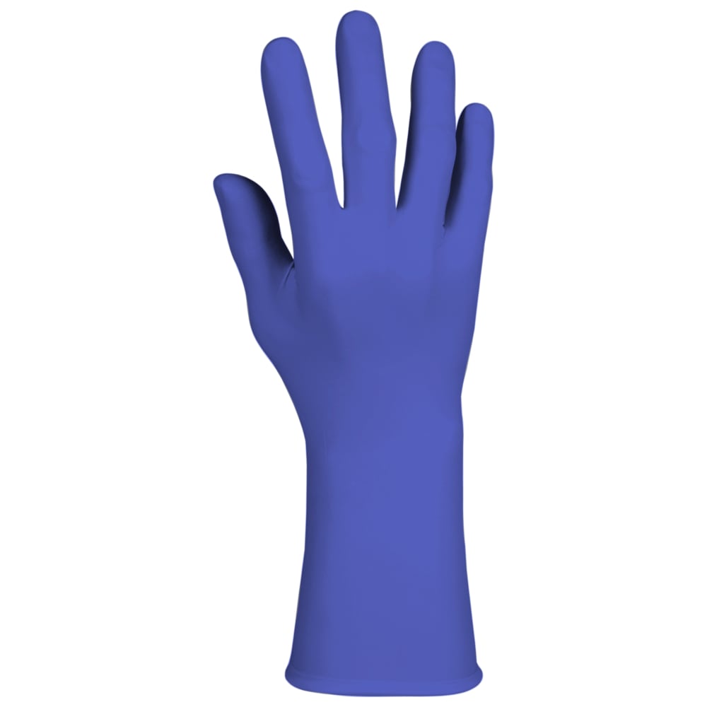 Gants en nitrile bleu saphir Kimtech™ G3 (55875), salles blanches de classe 3 ISO ou supérieures et catégorie, très grande adhérence, ambidextre, 12 po, TP, emballage double, 100/sac, 10 sacs, 1 000 gants/caisse - 55875