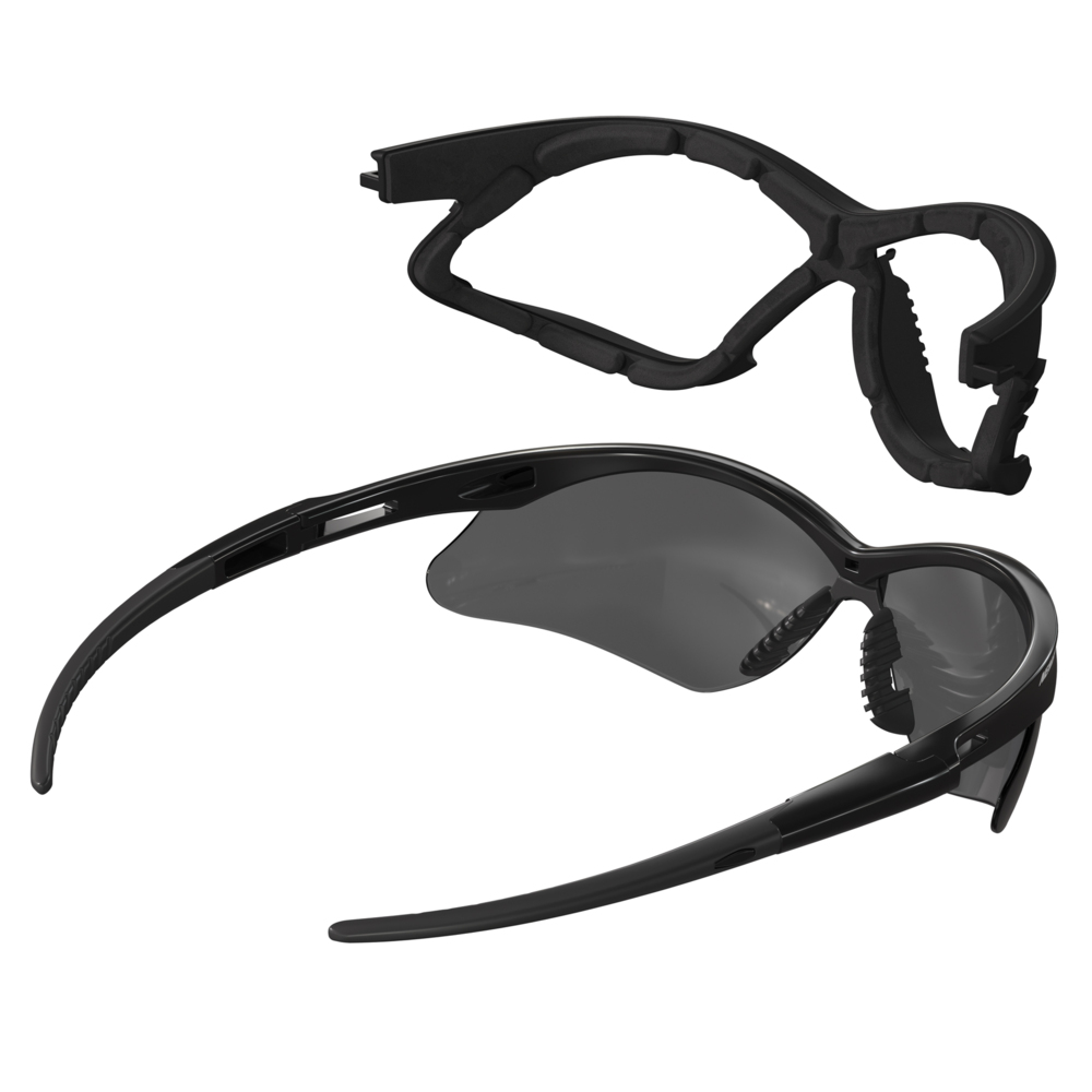 KleenGuard™ Nemesis™ Safety Glasses (65336), with Anti-Fog Coating, Smoke Lenses, Black Frame, Unisex for Men and Women (Qty 12) - 65336