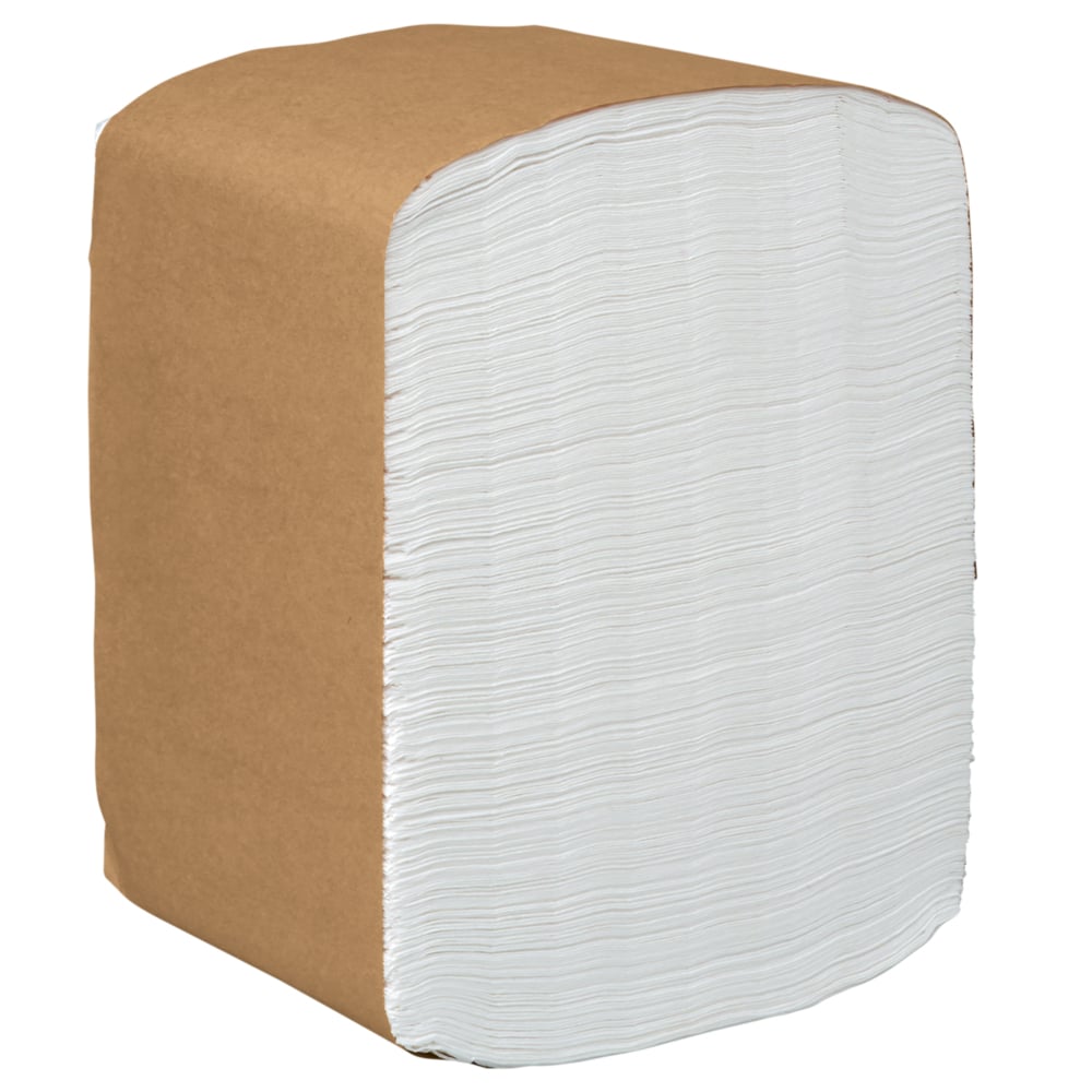 Serviettes de table en papier Scott® (98740), jetables, blanches, pliées en huit, 1 épaisseur, 12 x 13 (dépliées), 24 paquets de 250 serviettes de table (6 000/caisse) - 98740