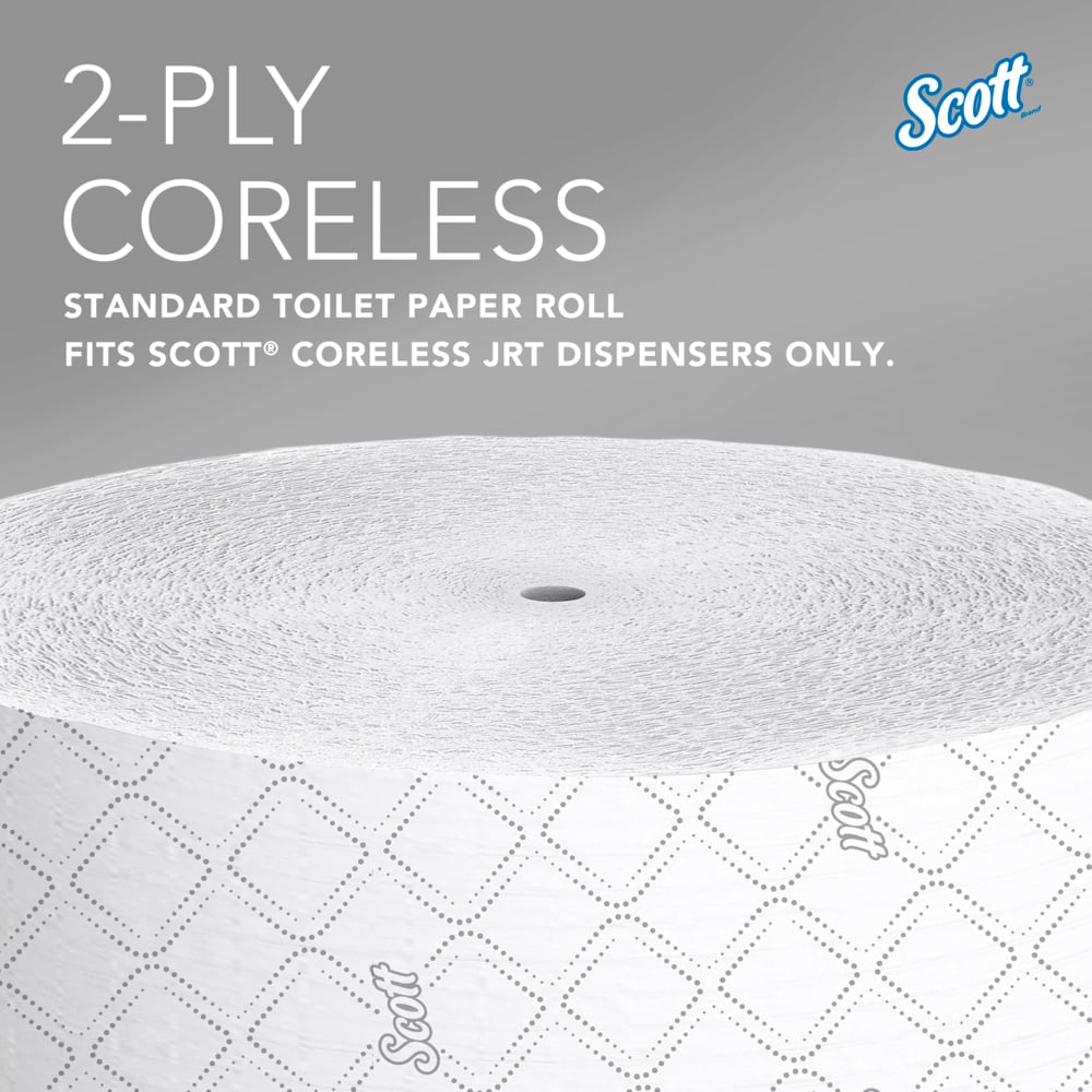 Scott® Coreless High-Capacity Jumbo Roll Toilet Paper (07006), with Elevated Design, 2-Ply, White, (1,150'/Roll, 12 Rolls/Case, 13,800'/Case) - 07006